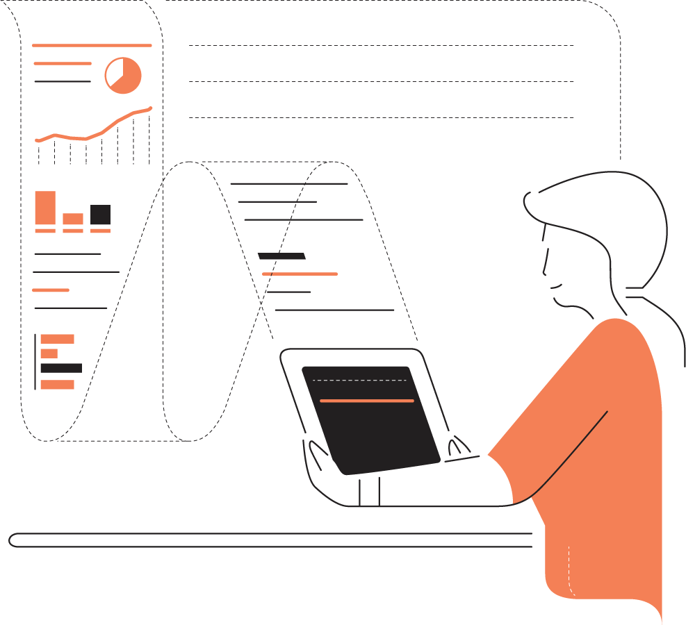 Illustration of woman viewing stats